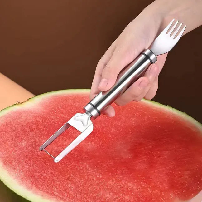 Stainless Steel Watermelon Slicer & Fork | Multifunction Fruit Tool