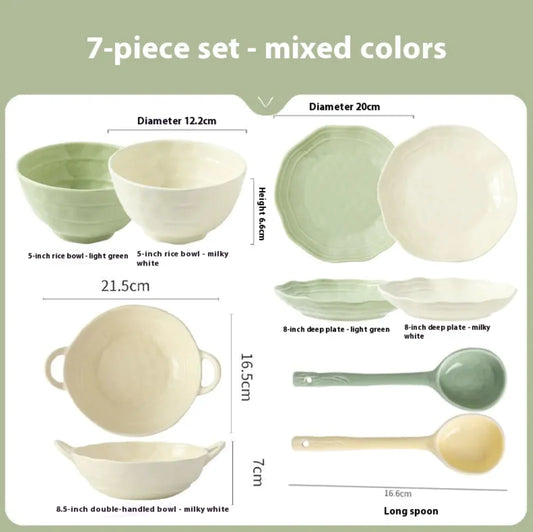 Household Solid Color Versatile Ceramic Tableware And Dishes Set