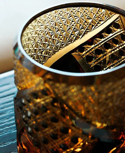Hand Carved Crystal Whiskey Glass