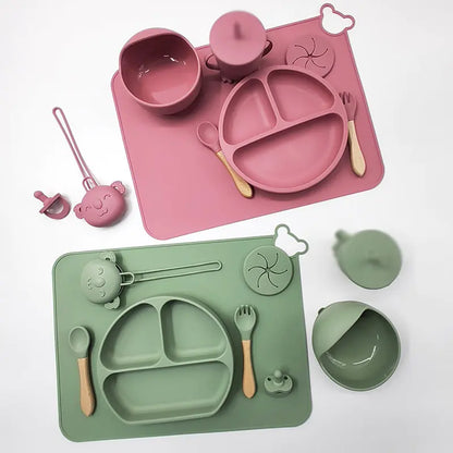 Silicone Baby Feeding Set with Mat and Utensils