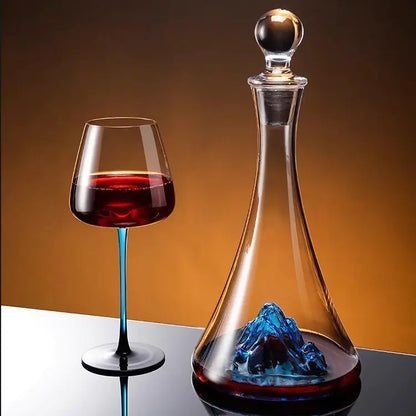 Black and Blue Bow Tie Crystal Red Wine Glass Set