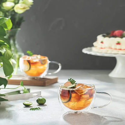 4pcs Double Wall Insulated Glass Coffee Cups Set