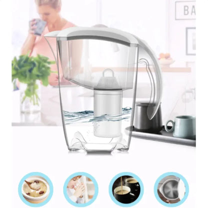 Activated Carbon Filter Kettle Water Purifier, 2.5L Capacity Glass Kettle with Carbon Filter – White