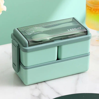 Microwavable Double Layer Plastic Lunch Box Set
