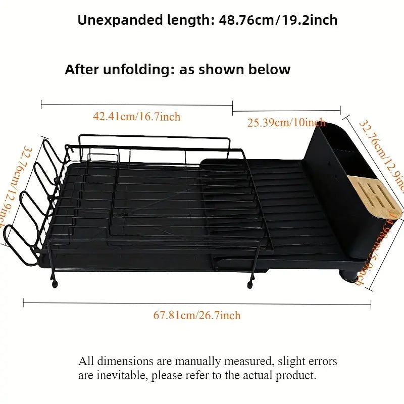 Retractable Kitchen Dish Cutlery & Cup Draining Rack